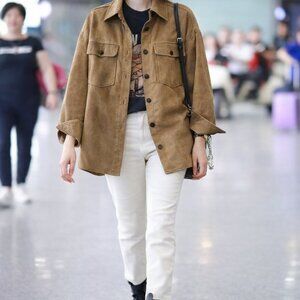 Banana Republic Vegan Suede Belted Shirt oversized boho indie womens L